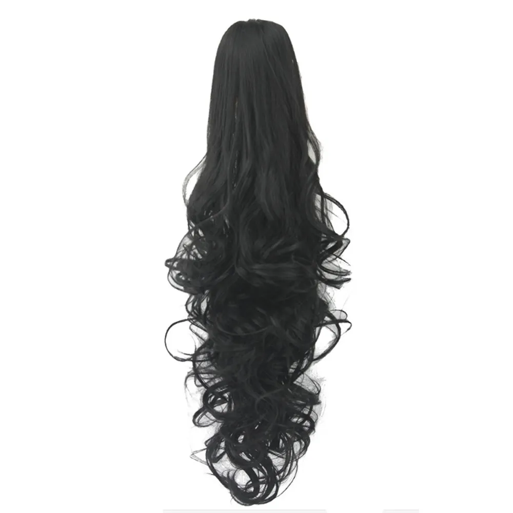 Fashion Long Wavy Cosplay Wigs Curls Wavy Ponytail Wigs Claw Clip Pony Tail Hair Extensions Multicolor Women Wig Heat Resistant