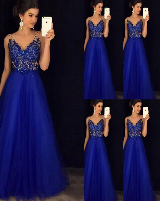 Ladies Evening Party Gown Dresses Women Sleeveless Lace Dresses A Line Floor-length Vestido De Festa sequins