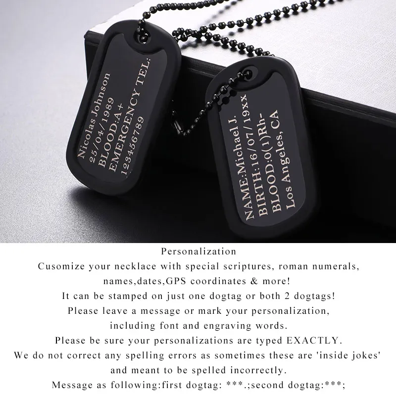 Personalized Engraved Stainless Dog Tags Stainless Steel Long Chain  Necklaces For Mens Jewelry Gifts With Military Army Style Name Pendant From  Harden11, $13.1