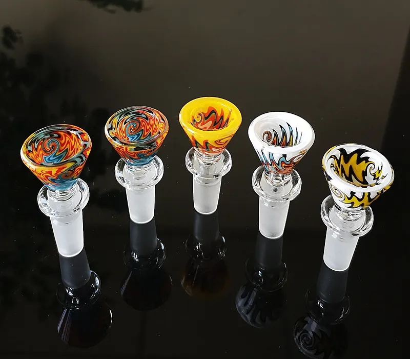 Tigela de vidro colorida de vidro de 14 mm de articulação macho para vidro Bubbler apanhador de petróleo Acessórios para fumantes Slide Bowl Dhl Free Ship Free