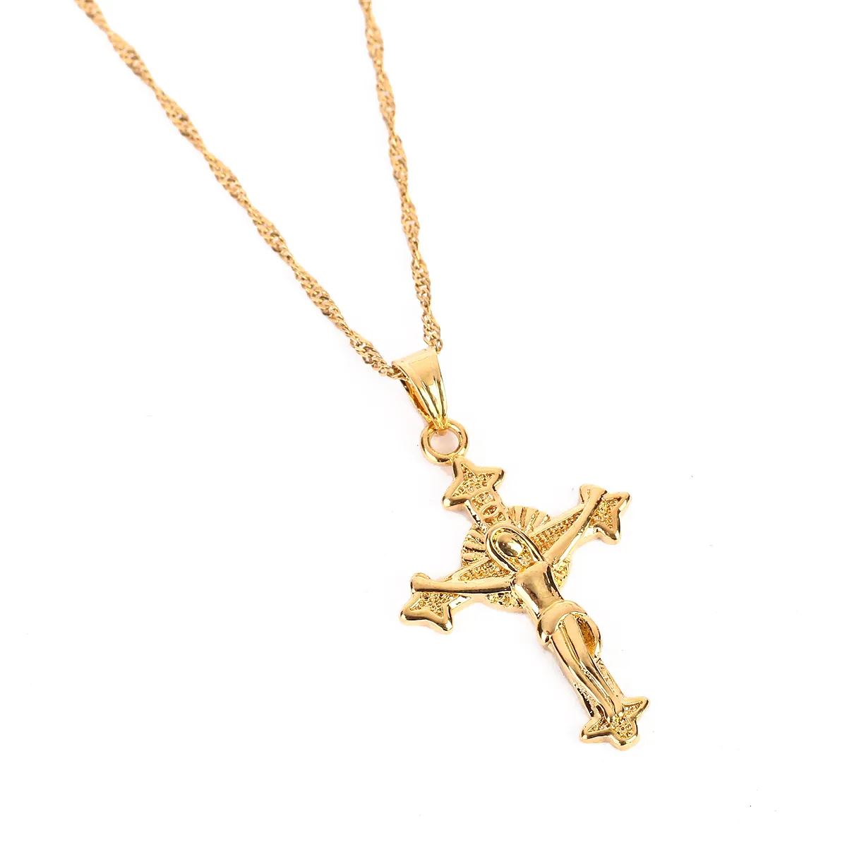 Alta qualità Gesù testa croce collane oro colore 22K pendente di fascino per le donne uomini fabbrica di gioielli all'ingrosso gioiello crocifisso dio