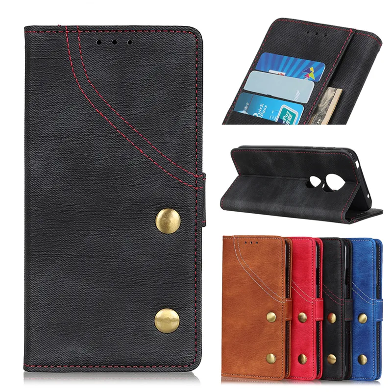 Denim doku Cüzdan Kılıf Moto P40 P30 oyna oynamak için SL0 Moto Z4 E5 için PU Flip Kapak Durumda Oynamak G7 Artı Z3 Oyna Bir Güç