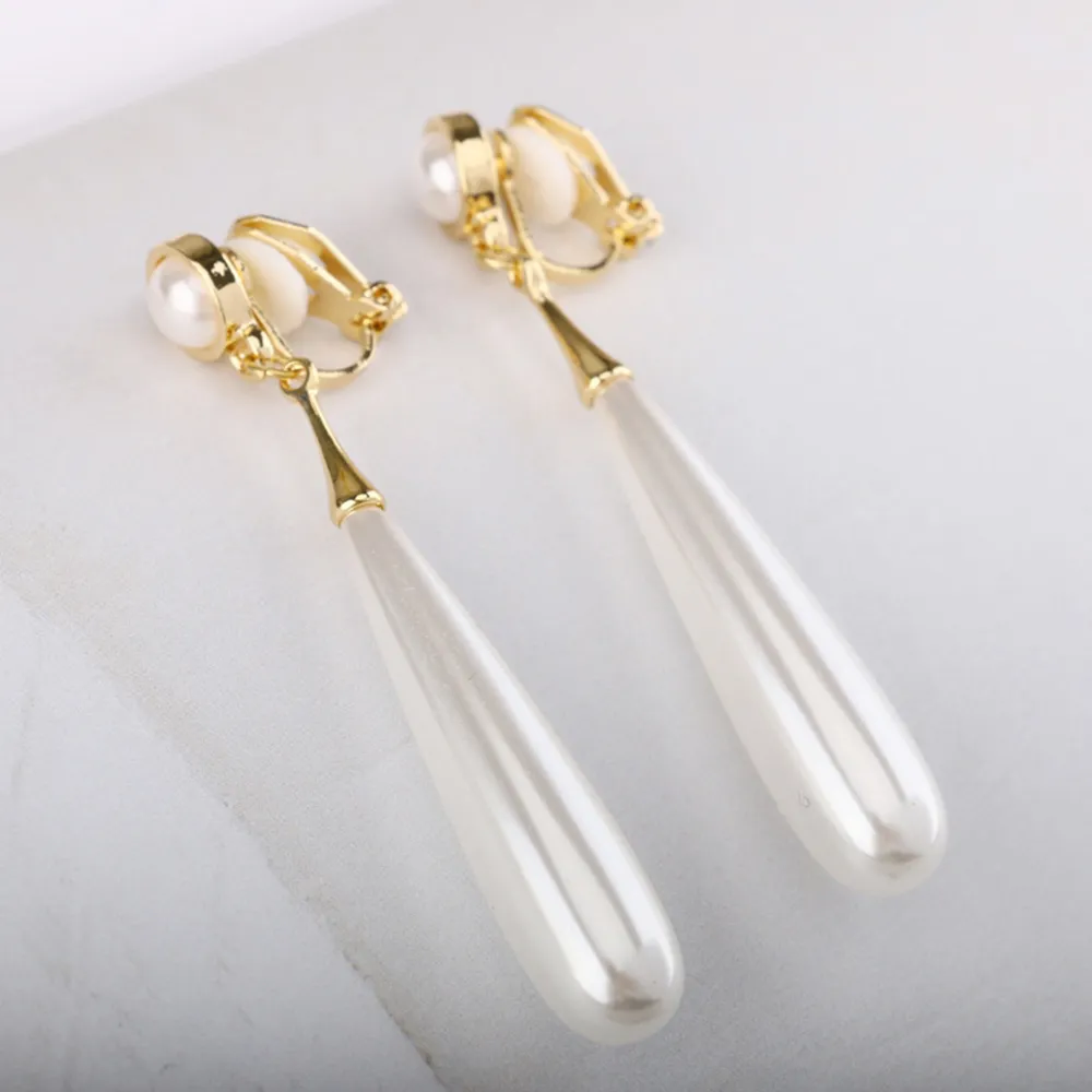 XZP Ear Cuff Gold Pearl Beaded Clip on earrings Without Piercing For Women Fashion Jewelry Earring Cuffs Hook No Pierced no hole