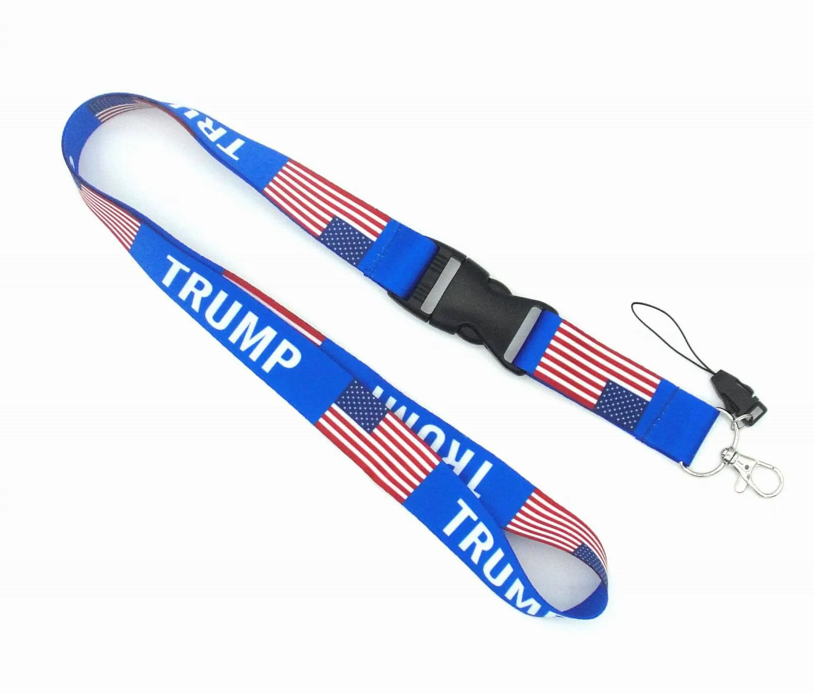 2 styles TRUMP U.S.A Removable Flag of the United States Key Chains Badge Pendant Party Gift moble phone lanyard