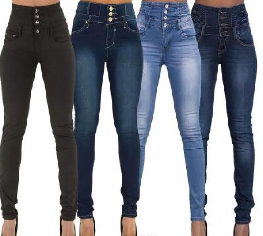 Hot Mulheres Senhoras Jeans Femme das mulheres Denim magros joggings Jeans Calças de cintura alta estiramento magros Lápis Calças