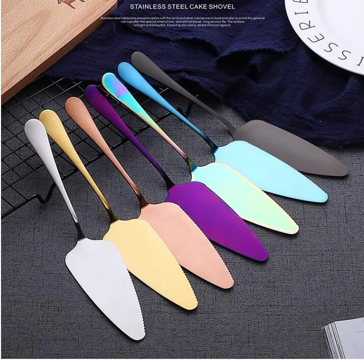 High grade Cake Tools shovel stainless steel birthday cakes knife titanium gold rose bright black baking tool can print logo