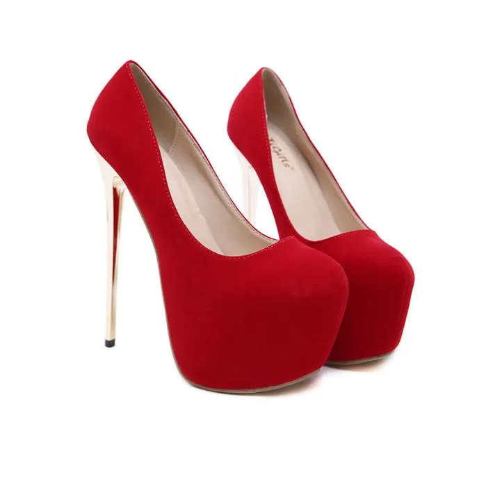 con la scatola di 16cm sexy signora scarpe da ballo nightclub partito rosso pompe pelle scamosciata progettista della piattaforma tacco a spillo scarpe da donna di lusso stilista