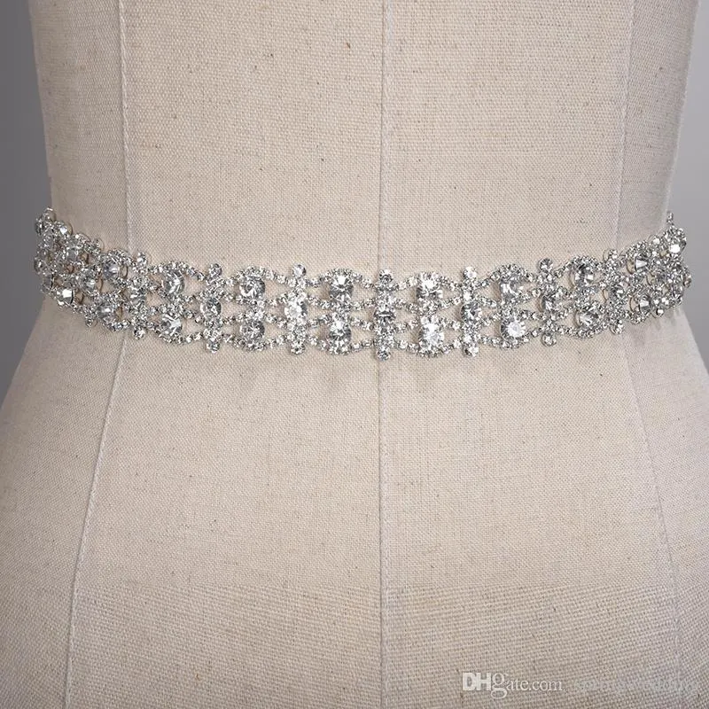 Handgjorda Kristallbröllopsbälten Gyllene Silver Strass Bröllopsklänning Bälte Formella Bröllopstillbehör Bröllopsband Sash Bälte CPA1393