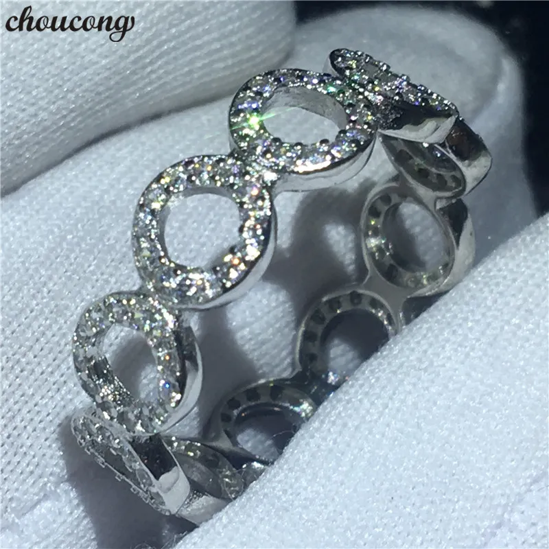 Choucong Round Promise Finger Ring 100% vero argento sterling 925 5A cz Fedi nuziali di fidanzamento per le donne Fine Jewelry