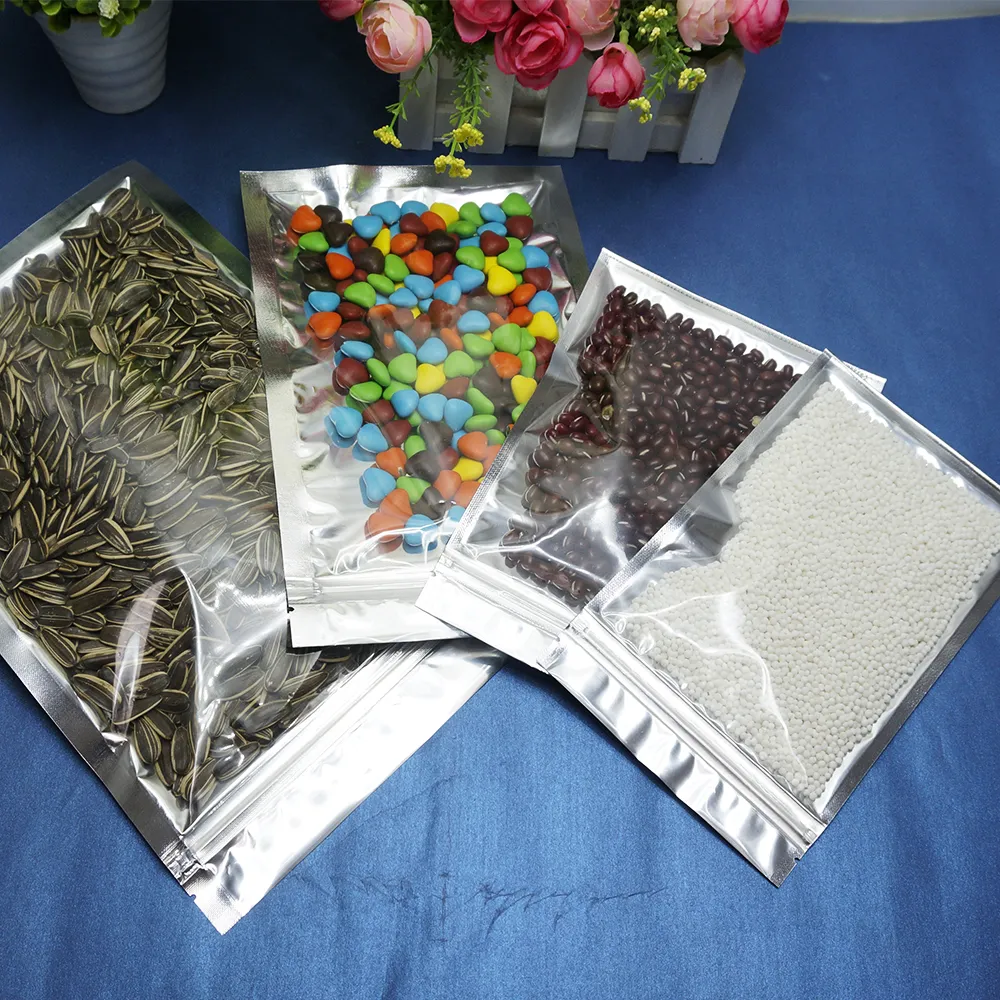 Wholesale 200 Clear Silver Aluminium Foil Zip Lock Holographic Bag