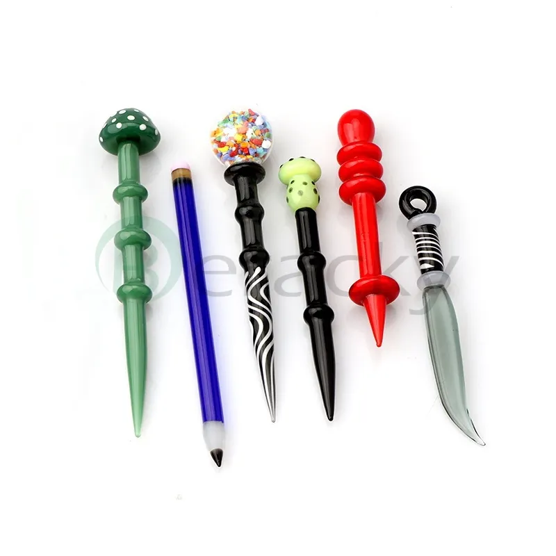 Strumento Dabber in vetro Tappo a bolle Matita Coltello a fungo Strumento Dabber Accessori per fumatori Vetro Oil Rigs Strumenti per olio e cera