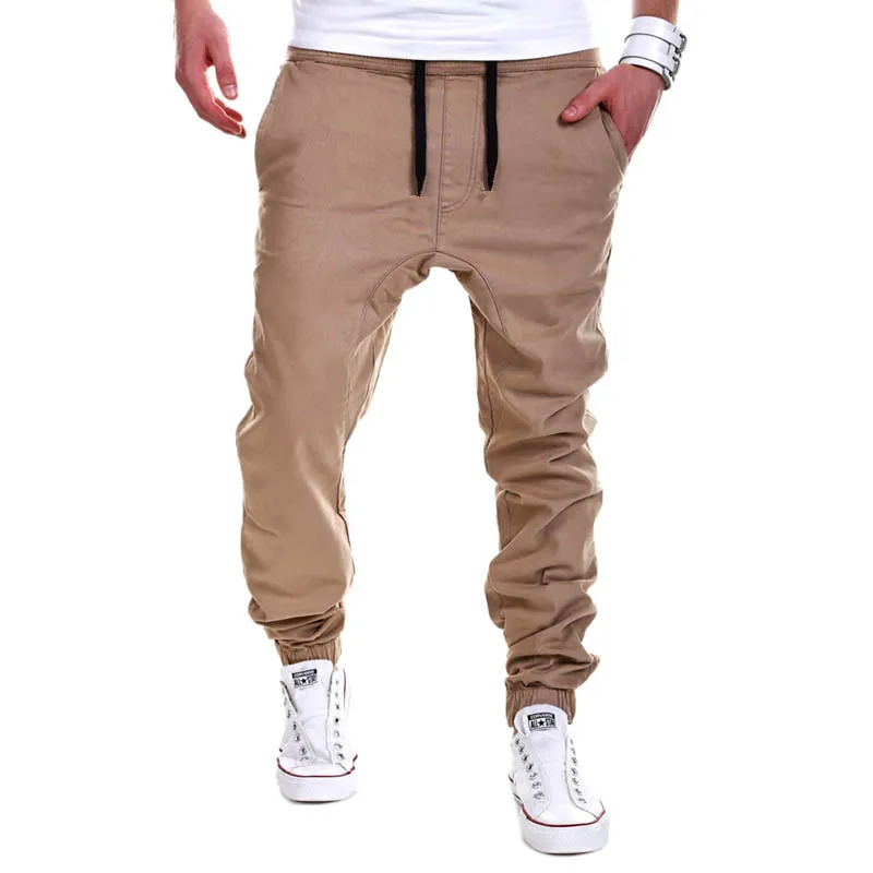 Pantalon kaki pour hommes, pantalon de jogging Hip Hop Harem, décontracté, couleur unie, 269G