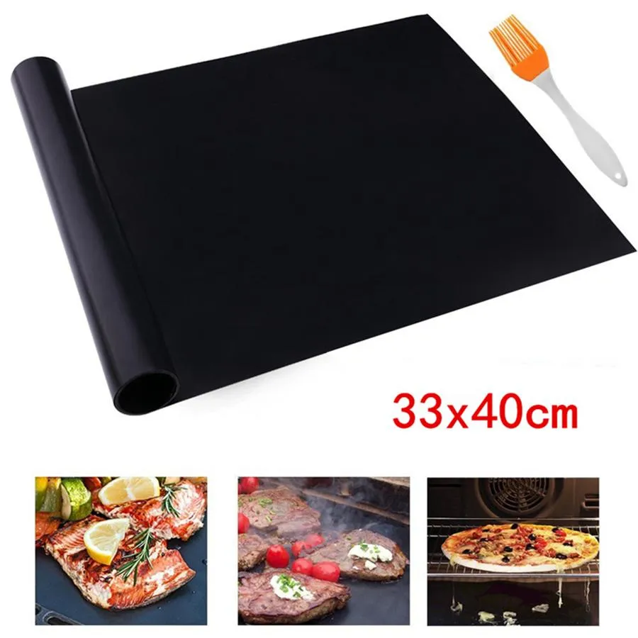 Yapışmaz BARBEKÜ Izgara Mat 40 * 33 CM Isıya Dayanıklı Pişirme Mat Kullanımlık Barbekü Izgara Sac Fırın Paspaslar OOA8082N