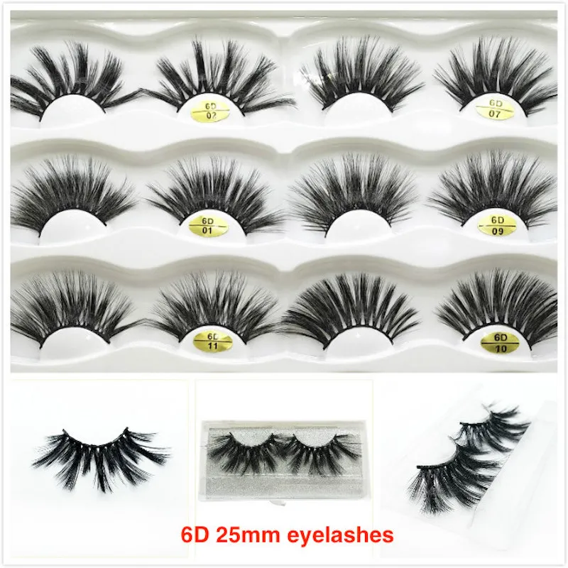 14 styles 25mm de long 6D cheveux de vison longs faux cils version allongée à la main 100 ensembles DHL gratuit