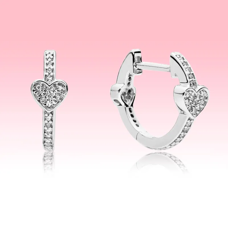 Pave Love Heart Hoopのイヤリングの女性の結婚式の宝石類が付いているPandora 925シルバーCZダイヤモンドのイヤリング