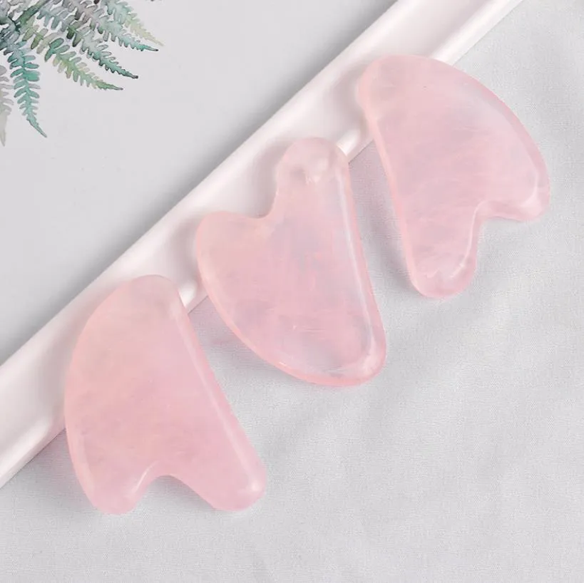 Jade Guasha Narzędzia Facial Odchudzanie Face Massager Podnoszenie Płyta Guasha Rose Quartz Gua Sha Skrobanie do oka