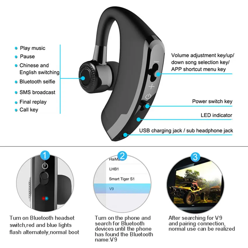 V9 bluetooth online headset manual