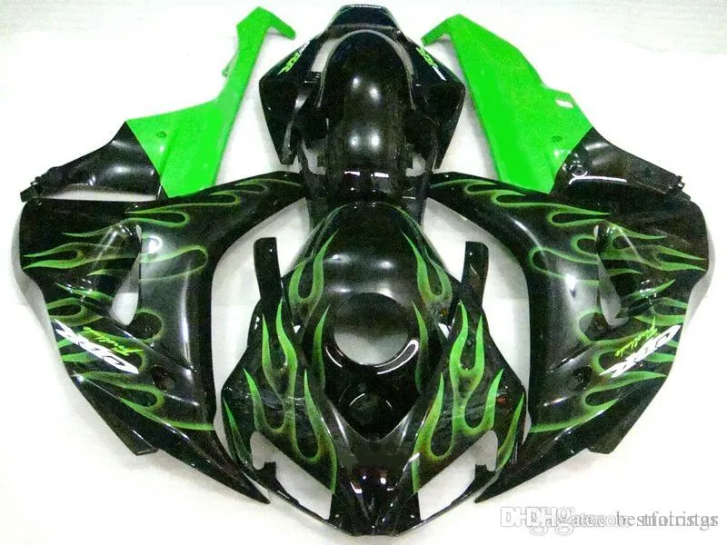 100% Fit Wtryskiwanie Formy Formy dla Honda CBR1000RR 2006 2007 Black Green Flames Working Kit CBR 1000 RR 06 07 SS20