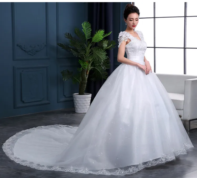 Cheap 2020 New Fashion Luxury High-end sleeved Wedding Dresses 2020 With lace Beads Fashion Bridal Gown Vestidos De Noiva