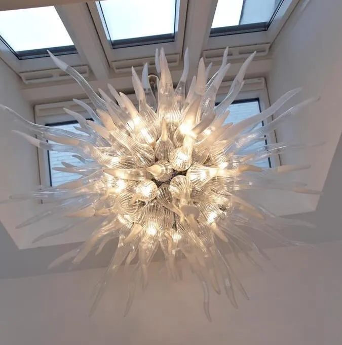 Lambalar Villa Sanat Dekor Yüksek Serama Işıkları Yuvarlak Şekil Amerikan Klasik LED Cam Işık Kolye El Üflemeli-Cam Avizeler Aydınlatma