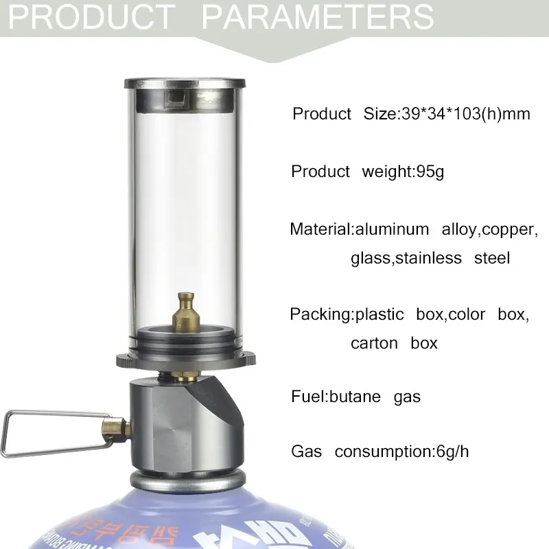 DHgate Windproof Portable Butane Gas Lantern Ultralight Mini Camping Lamp for Hiking Fishing Tent Lighting Sports Outdoors