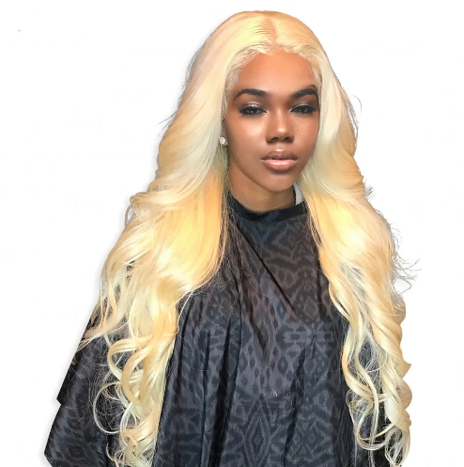13x4 Body Wave Spets Front Wigs With Baby Hair 613 Blond Mongolian Human Hair Wig For Women