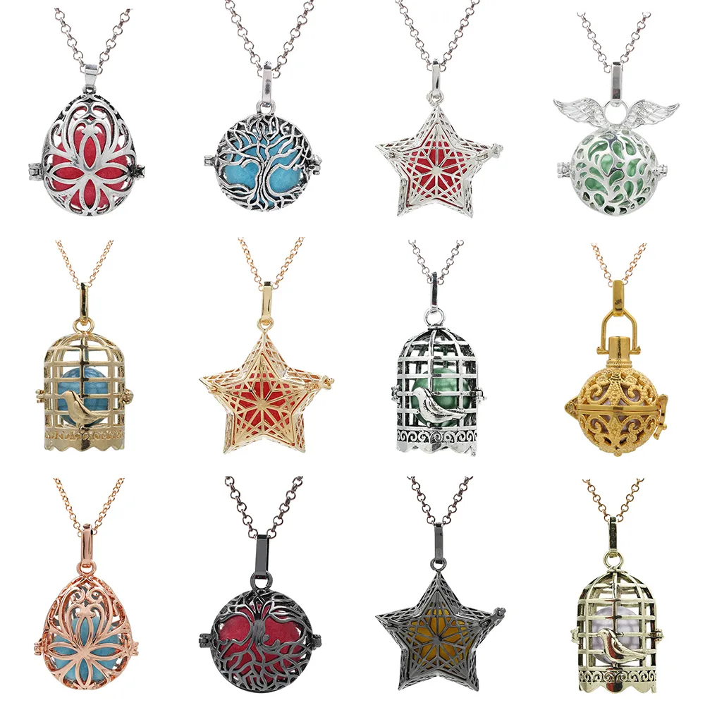 300 Desgins Birdcage Heart Wing Clover Zwangere Ketting Mexico Chime Ball Hanger Lava Bead Essential Oil Diffuser Medaillon Charms Maken