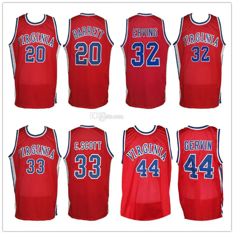 Mike Barrett 20 Charlie Scott 33 Julius Dr. J Erving 32 George Gervin 44 Virginia Squires Basquete Jerseys Mens Personalizado Qualquer Número Nome