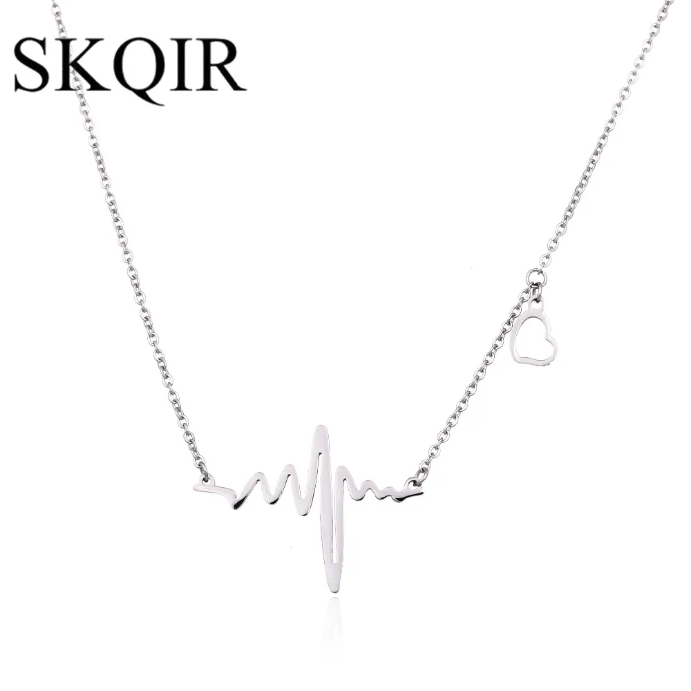 Skqir Medical Heartbeat Bijoux pour femmes Docteur Doctor Gold Gold Silver en acier inoxydable Collier Boucles d'oreilles