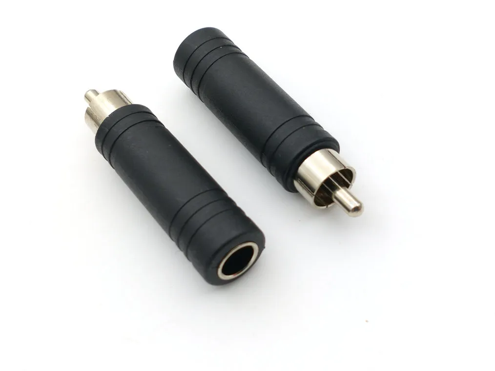 محفظة 5pcs RCA المكونات الذكور إلى الصوت AV PC 6.35mm 1/4 "مونو أنثى جاك الموصل