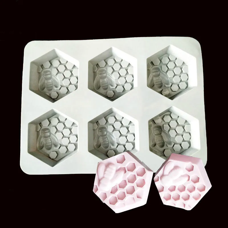 Мыло Mold Силиконовые овальный выпечки Инструмент ручной цветок Honeycomb Pattern мыловарения Mold Tray 6 Полость Большой
