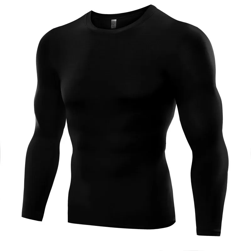 Plus Size Men Compression Base Layer Tight Top Shirt Under Skin Long Sleeve T shirt Tops Tees 6 Colors