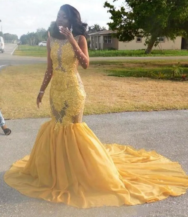 Yellow mermaid prom dresses 2019 outlet