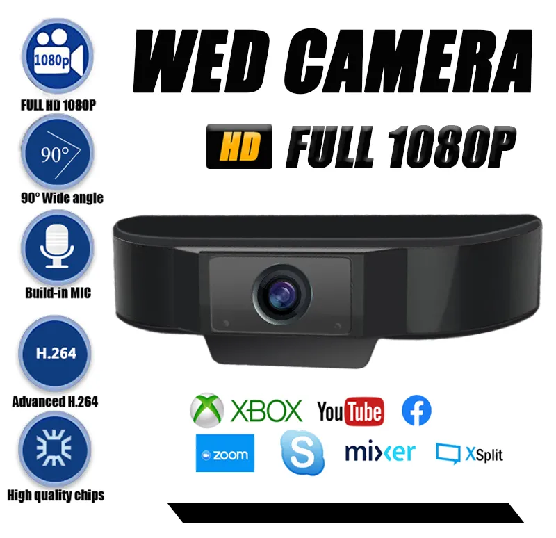 Caméra Web USB C20 1080P HD 2MP, Microphone insonorisant intégré, Webcams pour ordinateurs portables de bureau