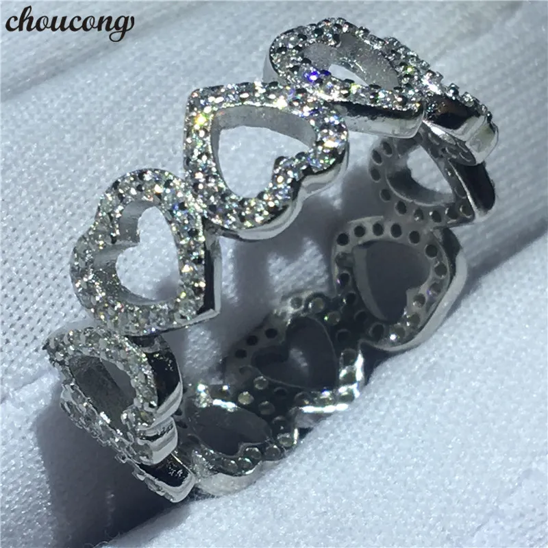 choucong Heart Shape Promise Ring 100% Real 925 Sterling Silver 5A cz Engagement Wedding Band Rings For Women Fine Jewelry