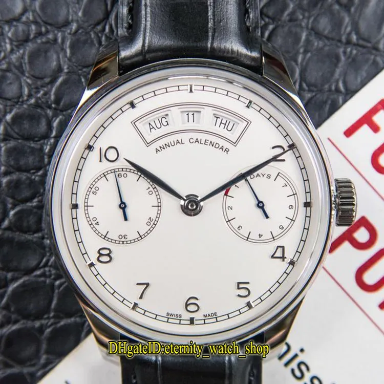 Новый V2 Обновление версии DMF Portugieser 503501 белый циферблат Запас хода 52850 Автоматическая Мужские часы Корпус из нержавеющей кожаный ремешок Спортивные часы
