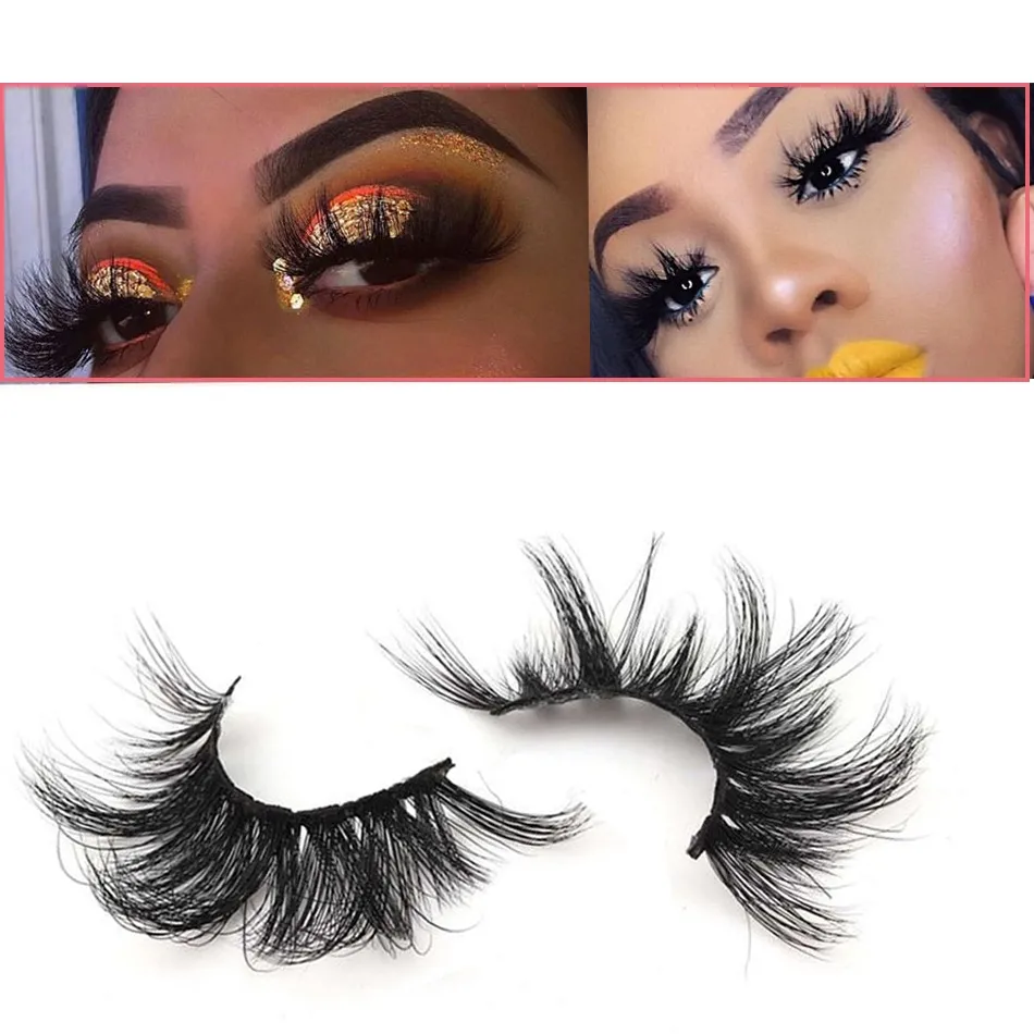 22-25mm 3D Vison Cils En Gros Naturel Épais Bande 22mm 3D Mink Lashes Emballage Personnalisé Étiquette Maquillage Dramatique Haute Qualité Faux Cils