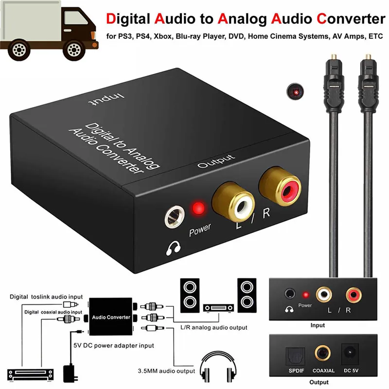 Convertisseur Audio Numérique Vers Analogique 3.5MM Jack 2 * RCA