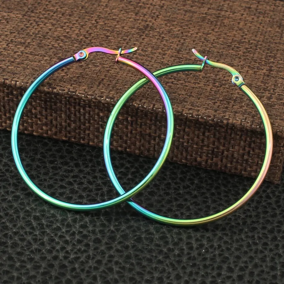 Pacote Arco-íris Moda 6Pair / Cor Rodada brincos de argola simples do partido Rodada laço Brincos para Mulheres Jóias