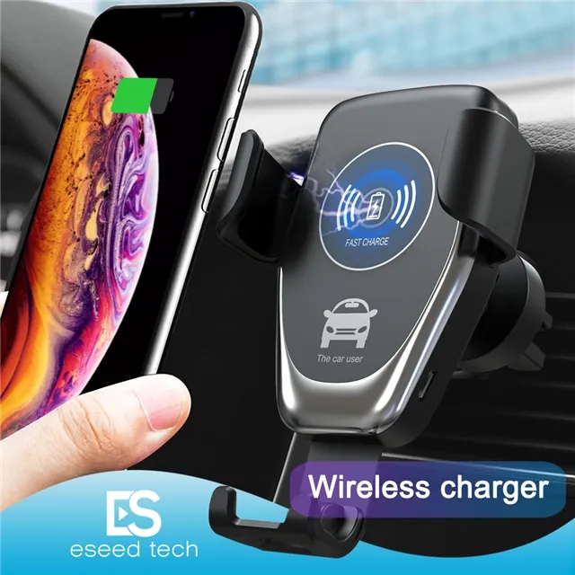 Q12 Trådlös billaddare 10W Fast Car Mount Air Vent Gravity Phone Holder Compatible för iPhone Samsung LG Alla Qi -enheter C12