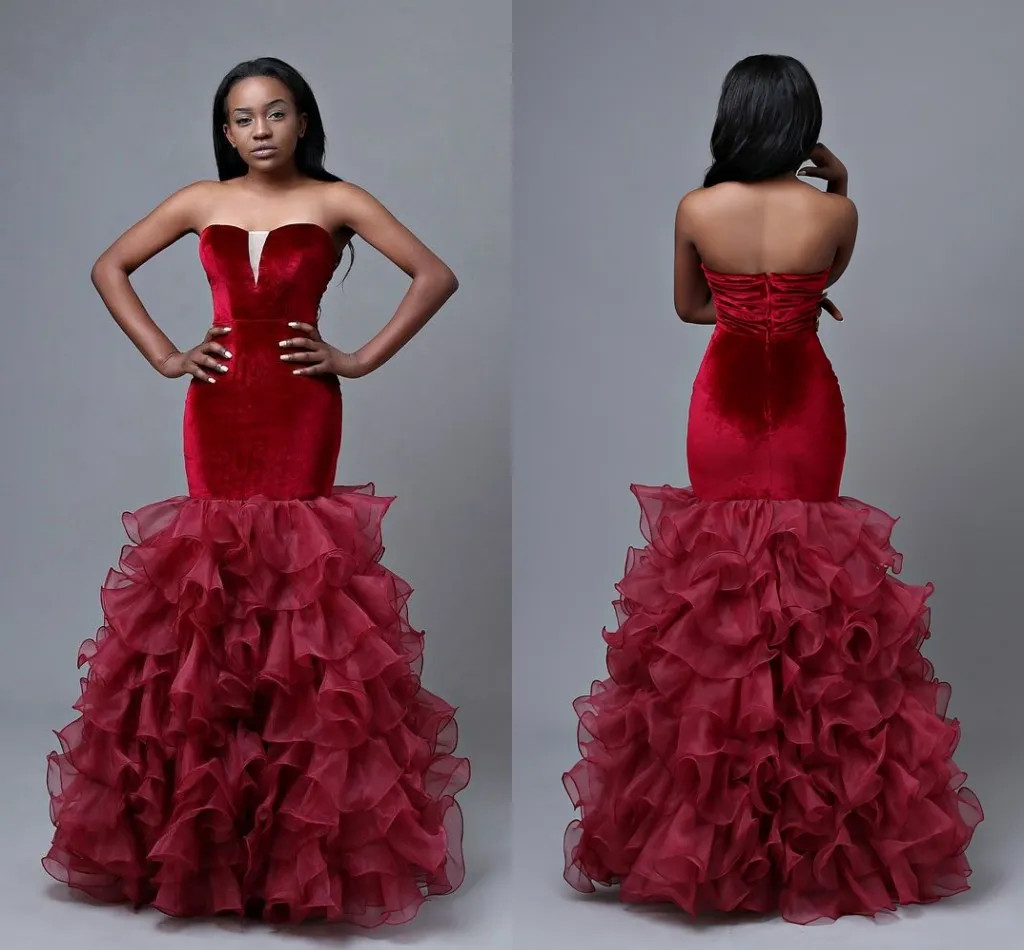 Burgundy Velvet Organza Wine Evening Dress With Ruffle Detailing And  Strapless Zipper Elegant Black Prom, Bridesmaid, And Formal Party Dress For  Black Girls Long From Lovemydress, $84.74 | DHgate.Com