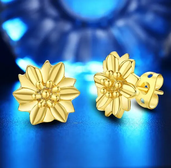 Small And Cute Impon Gold Flower Stud Multi Stone Earring Collection ER1126