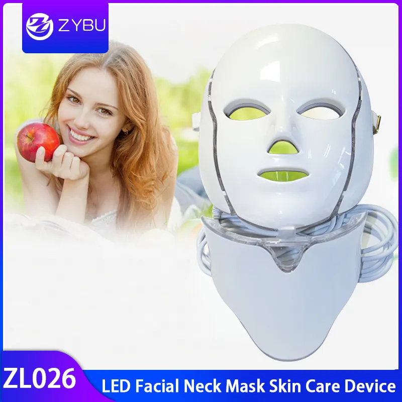 PDT 7 DIODO EMISSOR de Luz Terapia Máscara Facial Beauty LED Máscara de Pescoço Facial Com Microcorrente para o Clareamento Da Pele Dispositivo