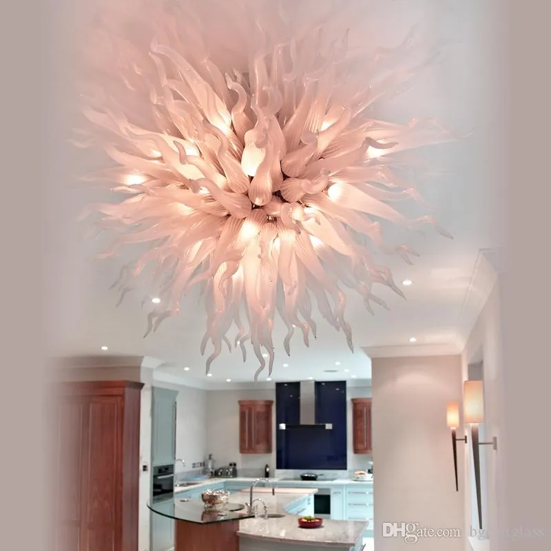 India Pink Chandelier Centerpiece Wedding 100% Hand Blown Glass Cheap Hanging LED 110V-240V Bulbs Modern Ceiling Light