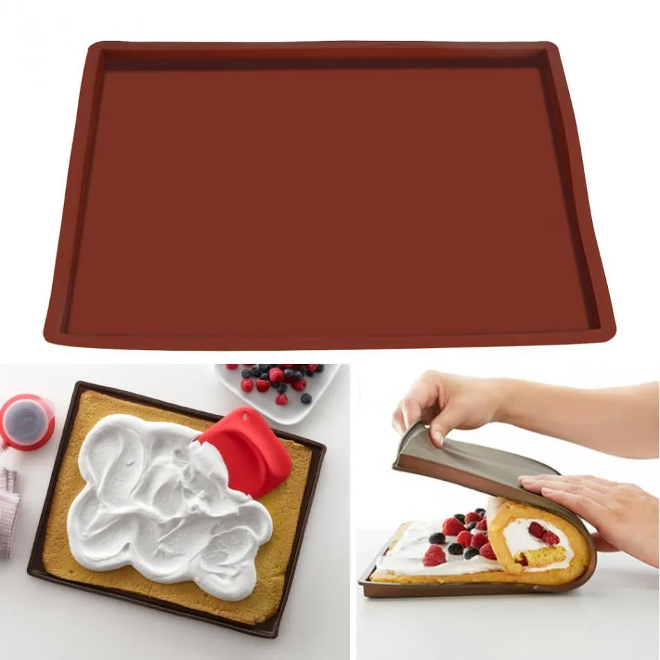 36x28cm Non-Stick Silikon-Backmatten-Auflage Schweizer Rolle Backblech-Rollen-Teig-Matte Large Size für Kuchen-Plätzchen-Macaron Mat Backen-Werkzeuge