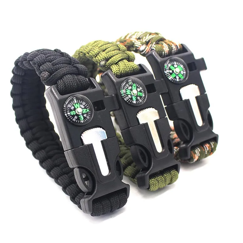 Bracciale Paracord Survival Kit, Con Acciarino, Bussola E Fischietto Corda Da 550 Paracord 1038864