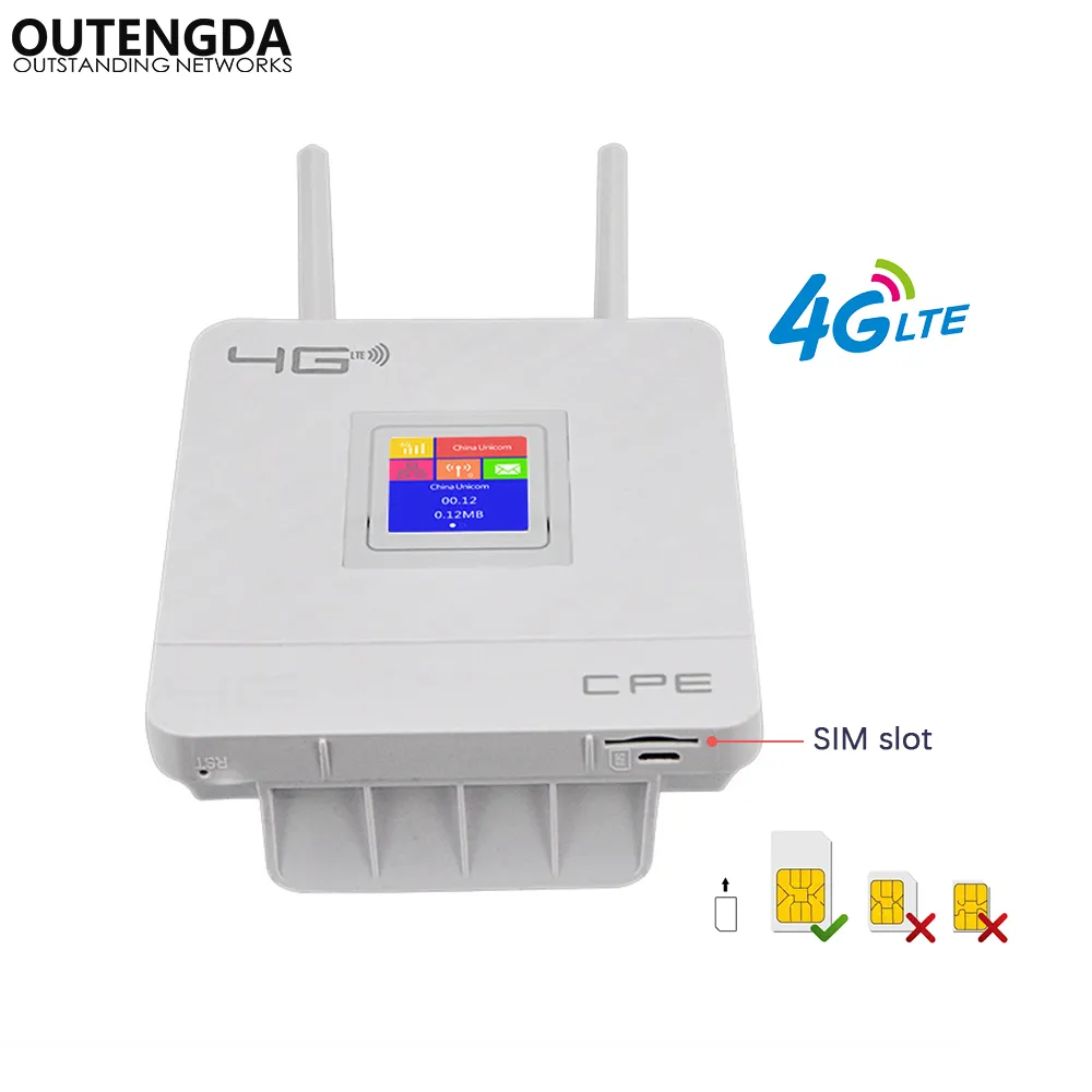 4G WiFi Router 300Mbps Wi-Fi Sem Fio Móvel LTE / 3G / 4G Desbloqueado CPE Roteador com SIM Slot 4LAN Ports suportam multi bandas 32 usuários