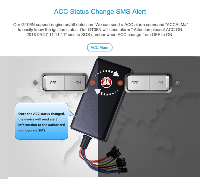 GT06N Vattentät bil GPS Tracker Fordons Locator Inbyggd GSM GPS-antennstöd Google Map Link Wide Input Spänning 9-36V