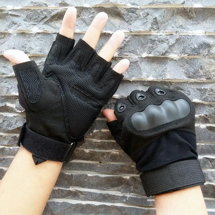 Fashion- Military Airsoft Shooting Bicycle Combat Fingerless Glove Paintball Hard Carbon Knuckle Half Finger Gloves