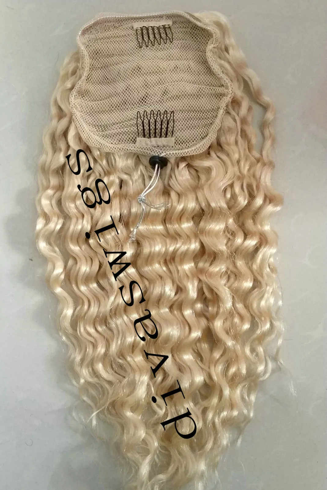 유럽 ​​레미 흰색 금발의 (613) 포니 테일 처녀 인간의 머리카락 확장 전체 표피 금발 깊은 곱슬 머리 졸라 포니 테일을 정렬